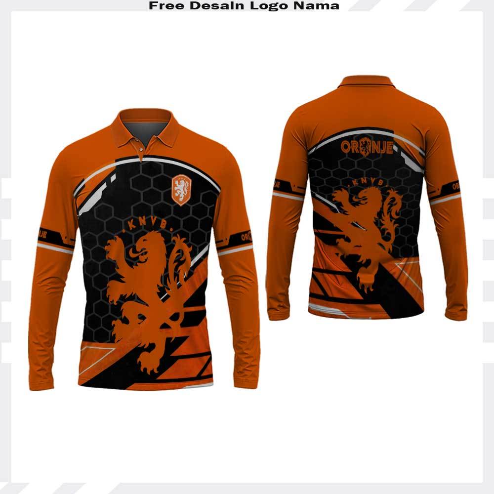 Atasan Jersey Fantasy Home Belanda Kaos Polo Lengan Panjang Berkerah Wangky Fullprint