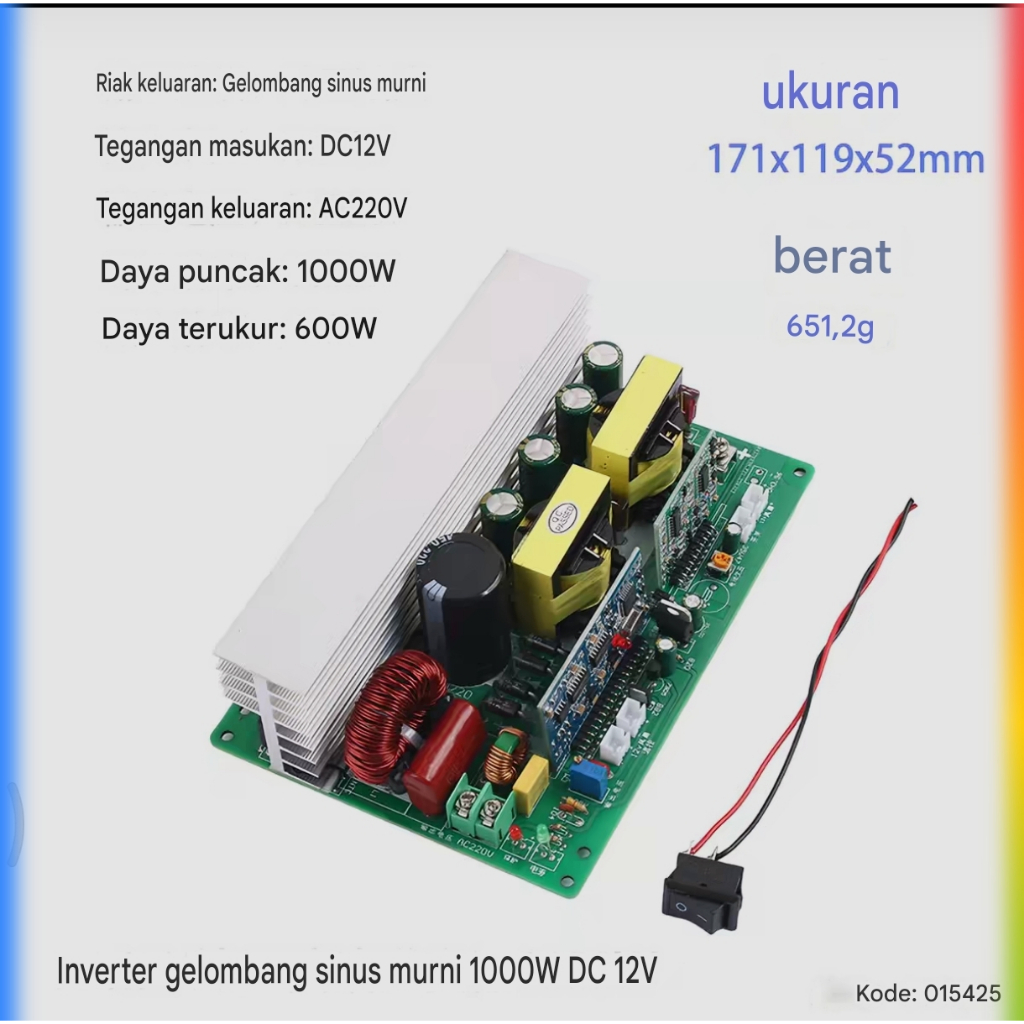 kit inverter pure sine wave 12v 24v 48v 600w 1000w peak PSW ac 220v