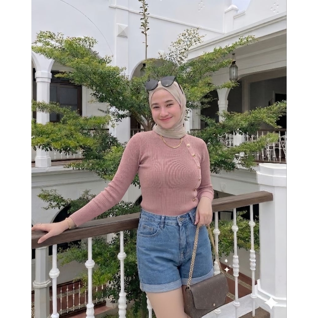 Atasan Crop Wanita Kekinian kancing Samping Model hari an