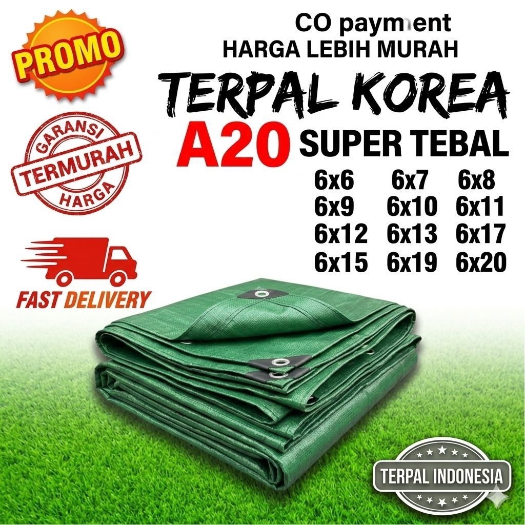 terpal A20 anti UV ukuran 6x6 6x7 6x8 6x9 6x10 6x12 6x13 6x14 6x15 6x16