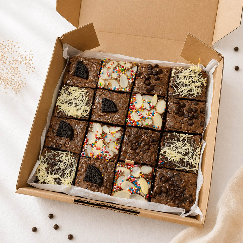 HOKILAI BROWNIES PANGGANG FUDGY UKURAN 20X20CM | CHRISTMAS HAMPERS BROWNIES