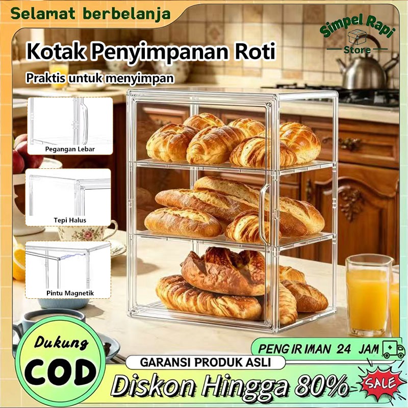 Simpel Rapi Store Box Akrilik Transparan Tempat Display Jualan Roti Donat Serbaguna Tahan Debu Dan T
