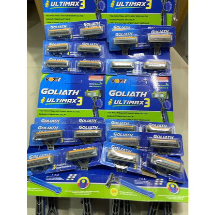 (24 PCS) Pisau Cukur Goliath Ultimax 3 – Razor 3 Mata Pisau – Alat Cukur Pria 1 Renceng