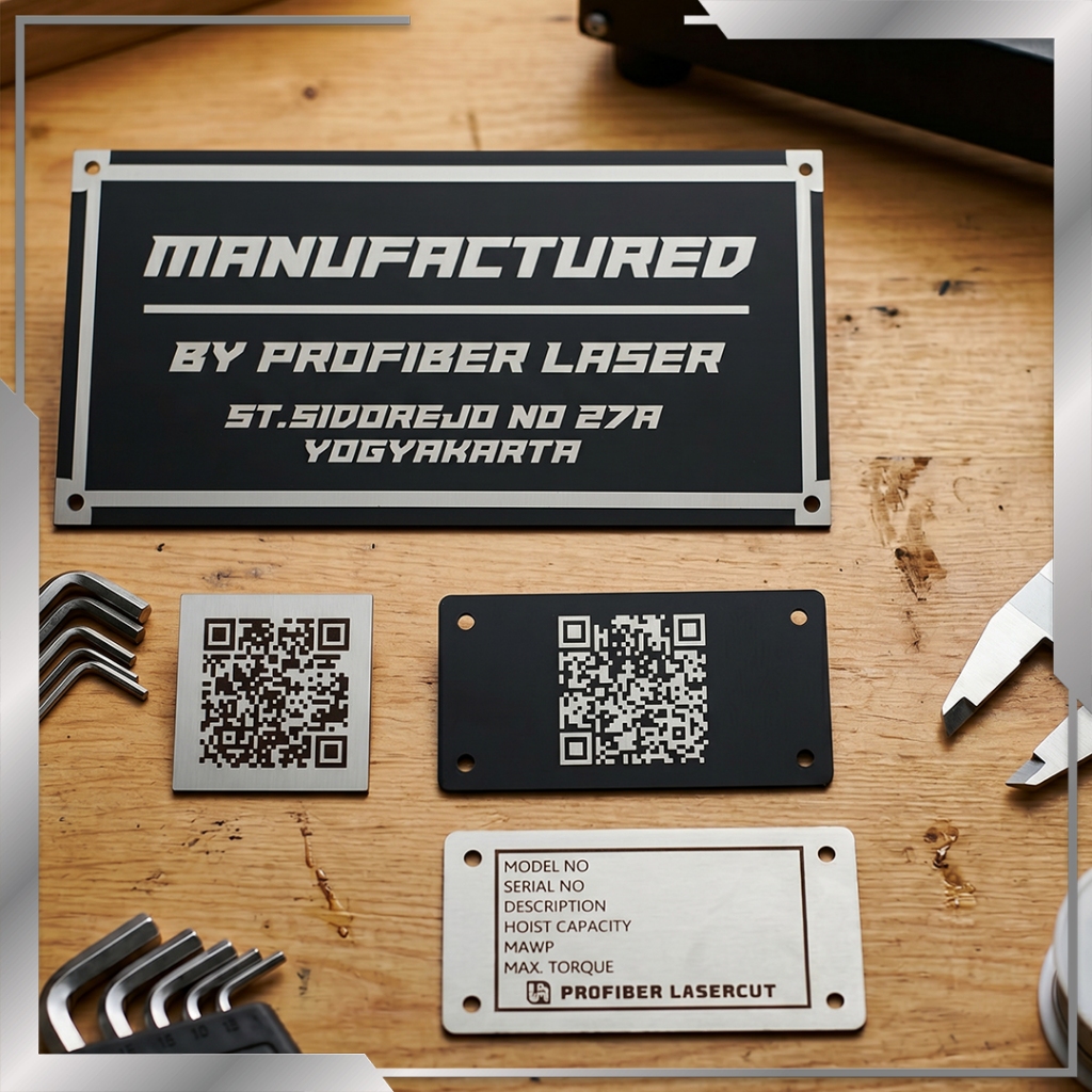 Stainless Tag Marking Grafir Laser Custom | Nameplate Mesin Engine | Label Petunjuk Sign