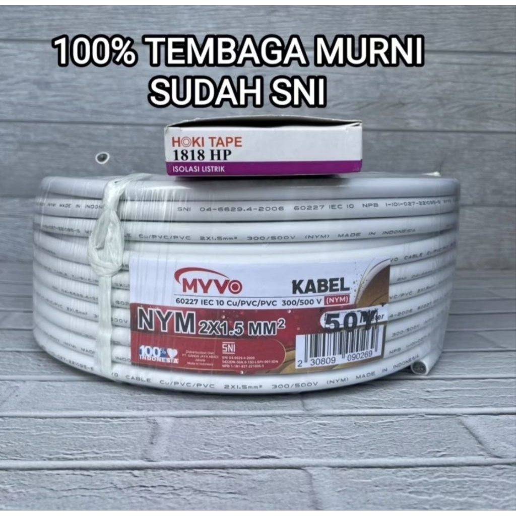 KABEL SERABUT LISTRIK NYM 2X1.5 TEMBAGA MURNI SNI HARGA PER METER
