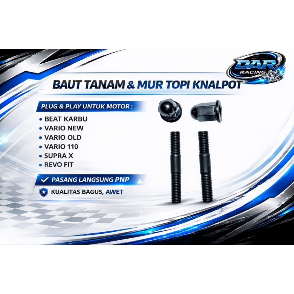 Baut Mur Knalpot Baut Baud Tanam Mur Topi Knalpot Honda Supra X Revo Fit Vario 110 Beat Karbu