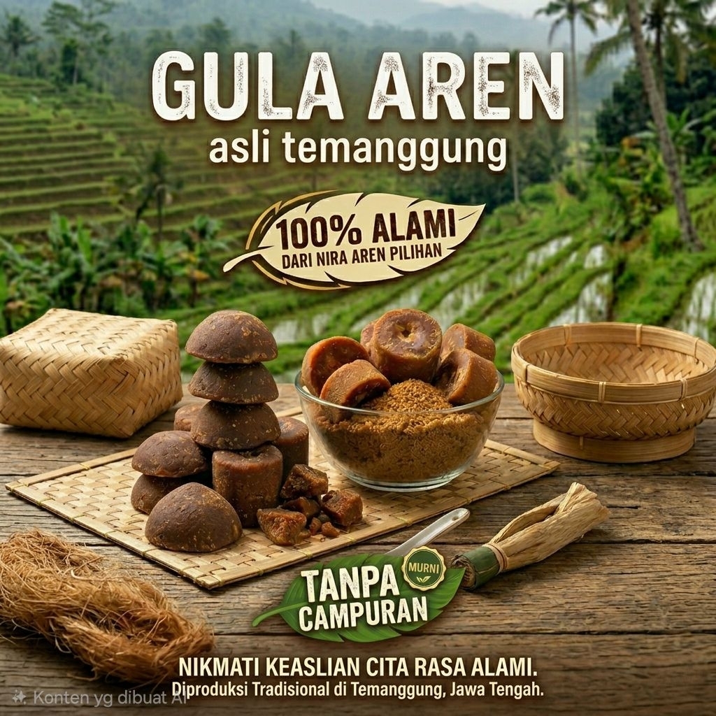 Gula aren Asli 100% tanpa campuran asli temanggung