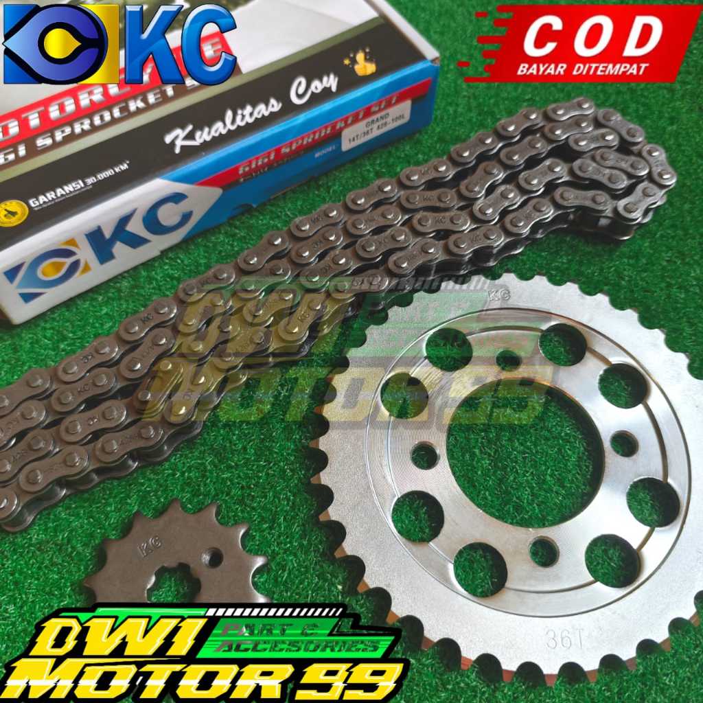 GEAR SET GIR PAKET RANTAI KC MATA 14T/36T 428H 100L HONDA GRAND ASTREA PRIMA LEGENDA ORIGINAL MERK K
