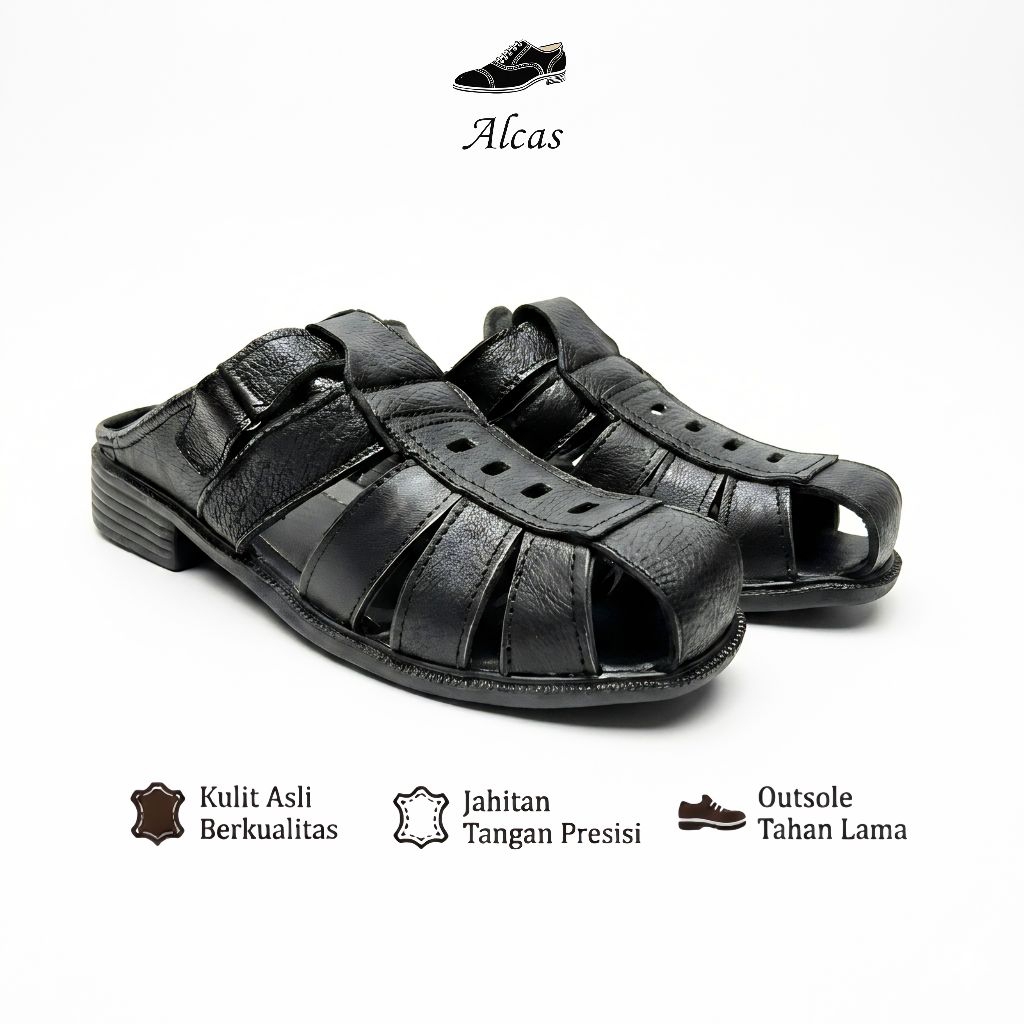 Sepatu Sandal Selop Pria Kulit Sapi Asli Premium Sandal Kulit Formal Casual Elegan Nyaman Awet Anti 