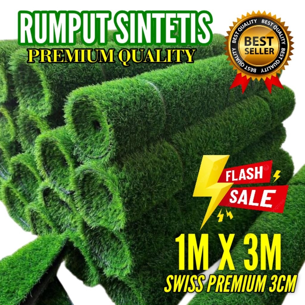 PROMO Karpet Rumput Sintetis 1m x 3m - Rumput Sintetis Lantai Tebal 3cm Kualitas Premium
