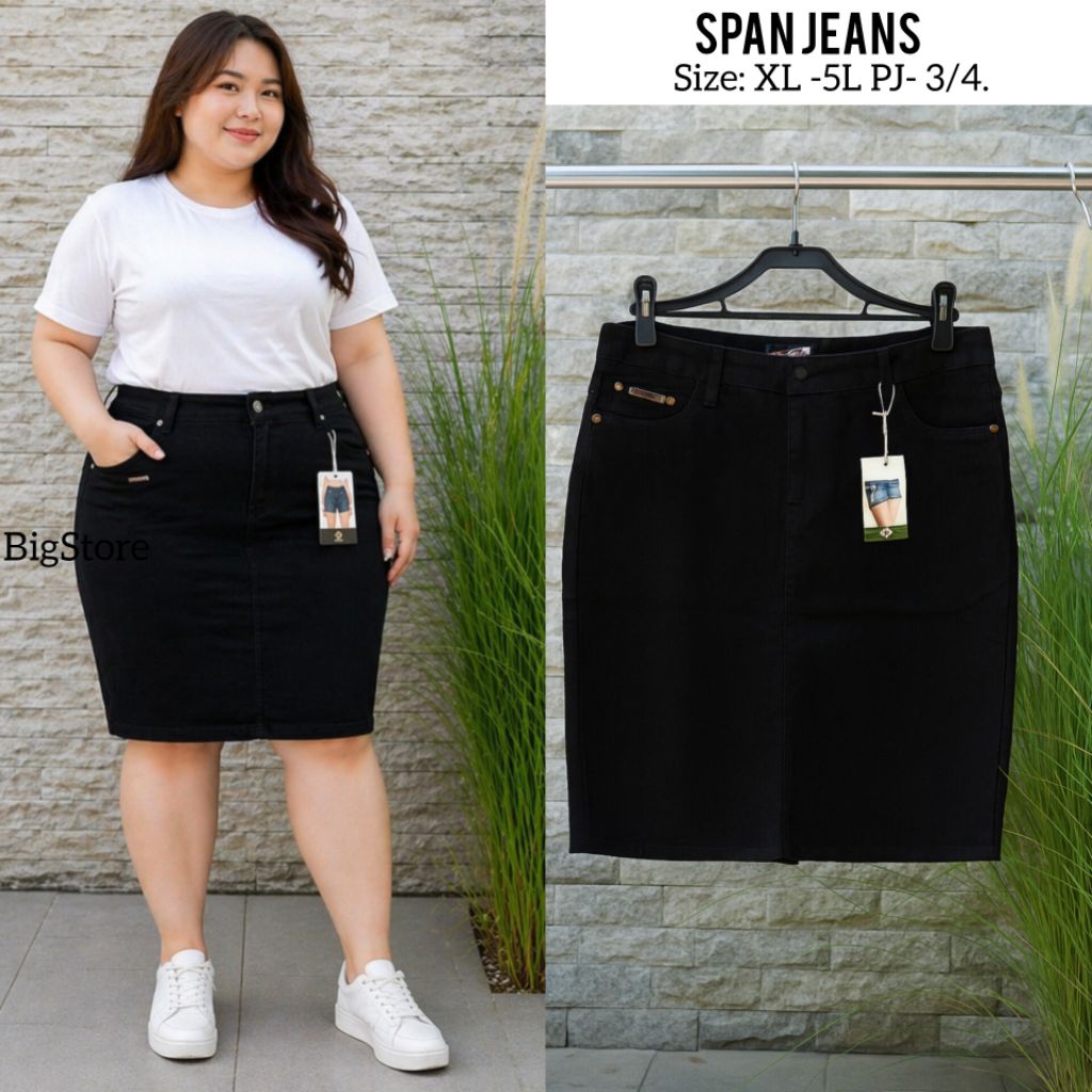 ROK SPAN JEANS BIG SIZE/ROK SPAN HITAM SELUTUT/ROK SPAN STRETCH/MELAR.to