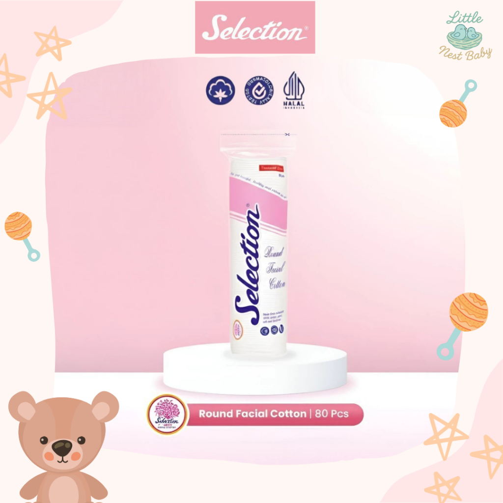 Selection Round Facial Cotton 80 Pcs Kapas Oval Isi 80 Kapas Kecantikan Pembersih Wajah Bulat Lembut