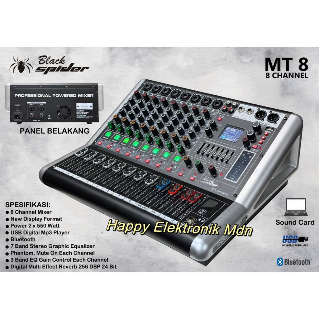 Black Spider Power Mixer 8 channel BlackSpider MT8 Power Mixer Blackspider MT8 Black spider 8 ch