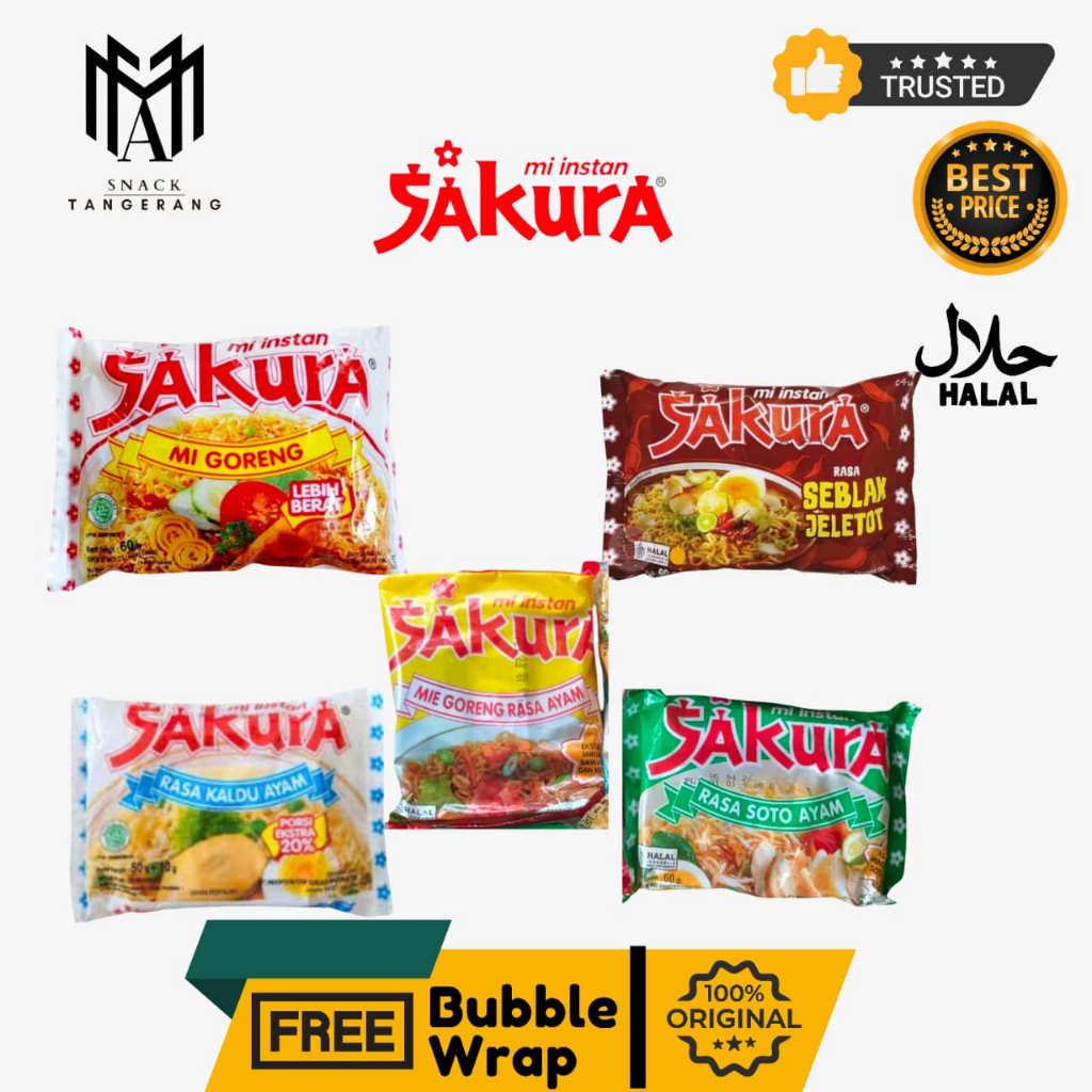 Sakura Mie Instan Goreng Rasa Seblak Jeletot Kaldu Ayam Soto Ayam 60 Gr - Satuan