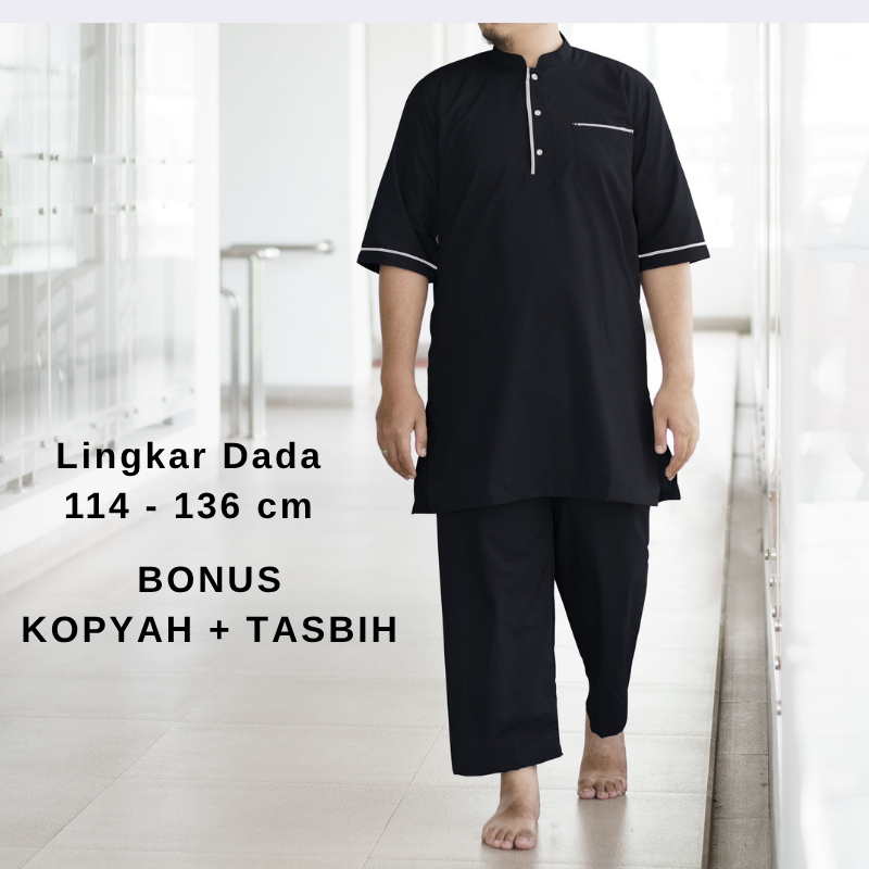 FREE TASBIH+KOPYAH (JUMBO)  Setelan Koko pakistan M-3XL jumbo koko baju dan celana bigsize qmgs  SET
