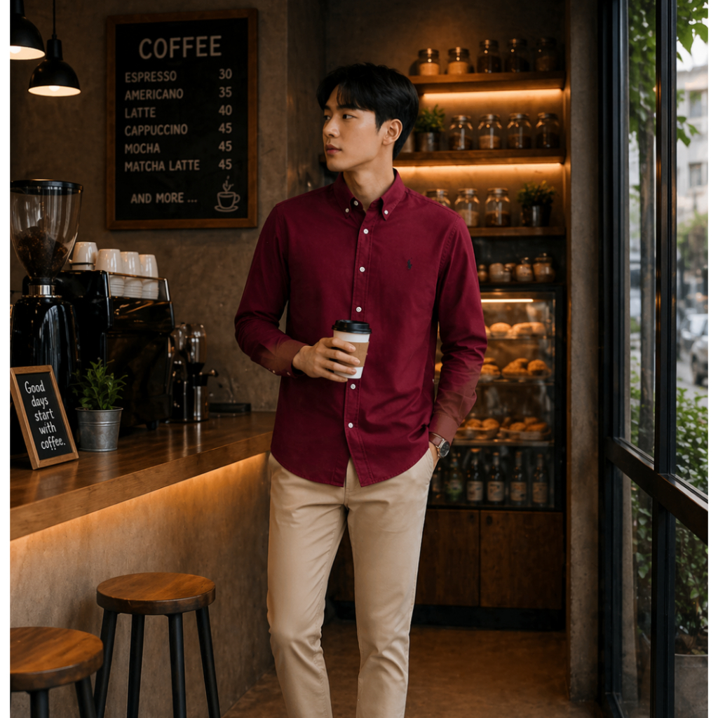 Kemeja Pria Polo Ralph Lauren Lengan Panjang Katun Oxford Premium