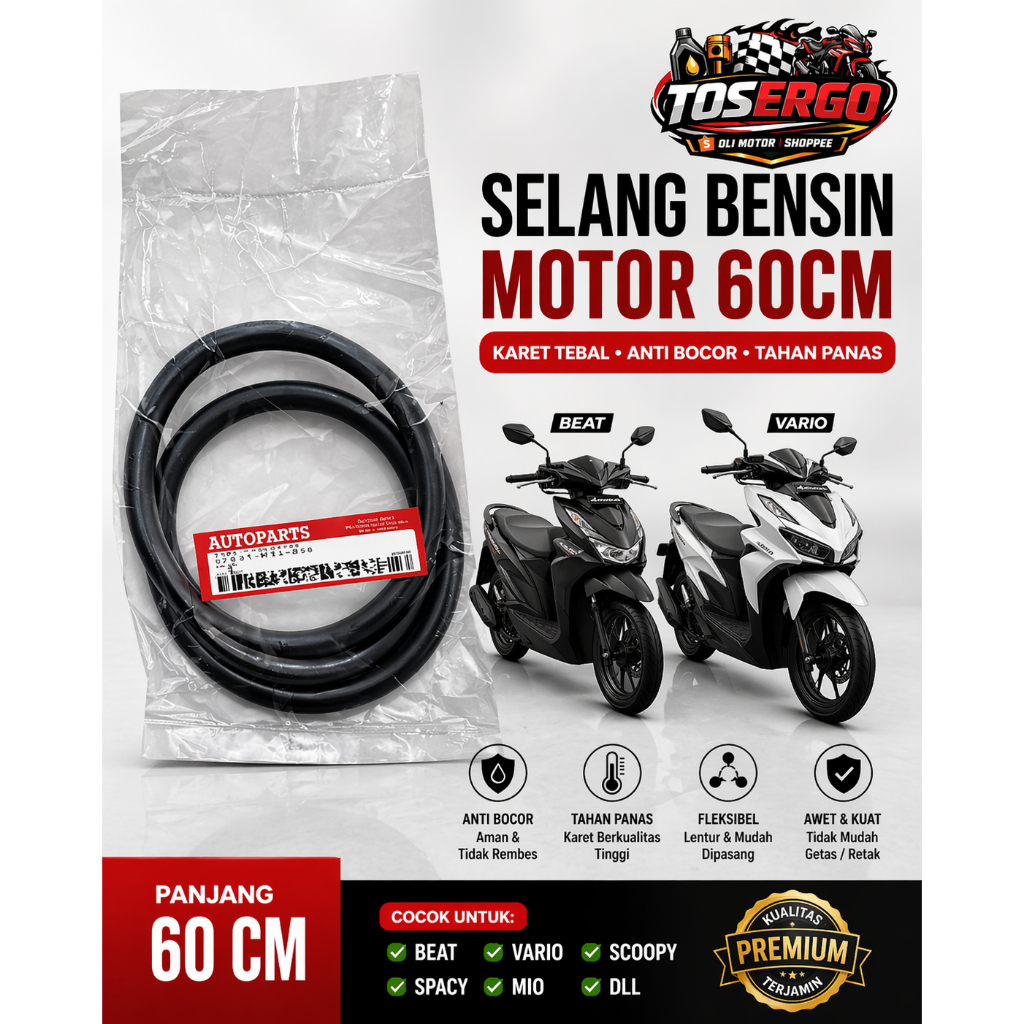 Selang Bensin Motor 60cm Universal Karet Tebal | Selang BBM Anti Bocor Tahan Panas Beat Vario Scoopy