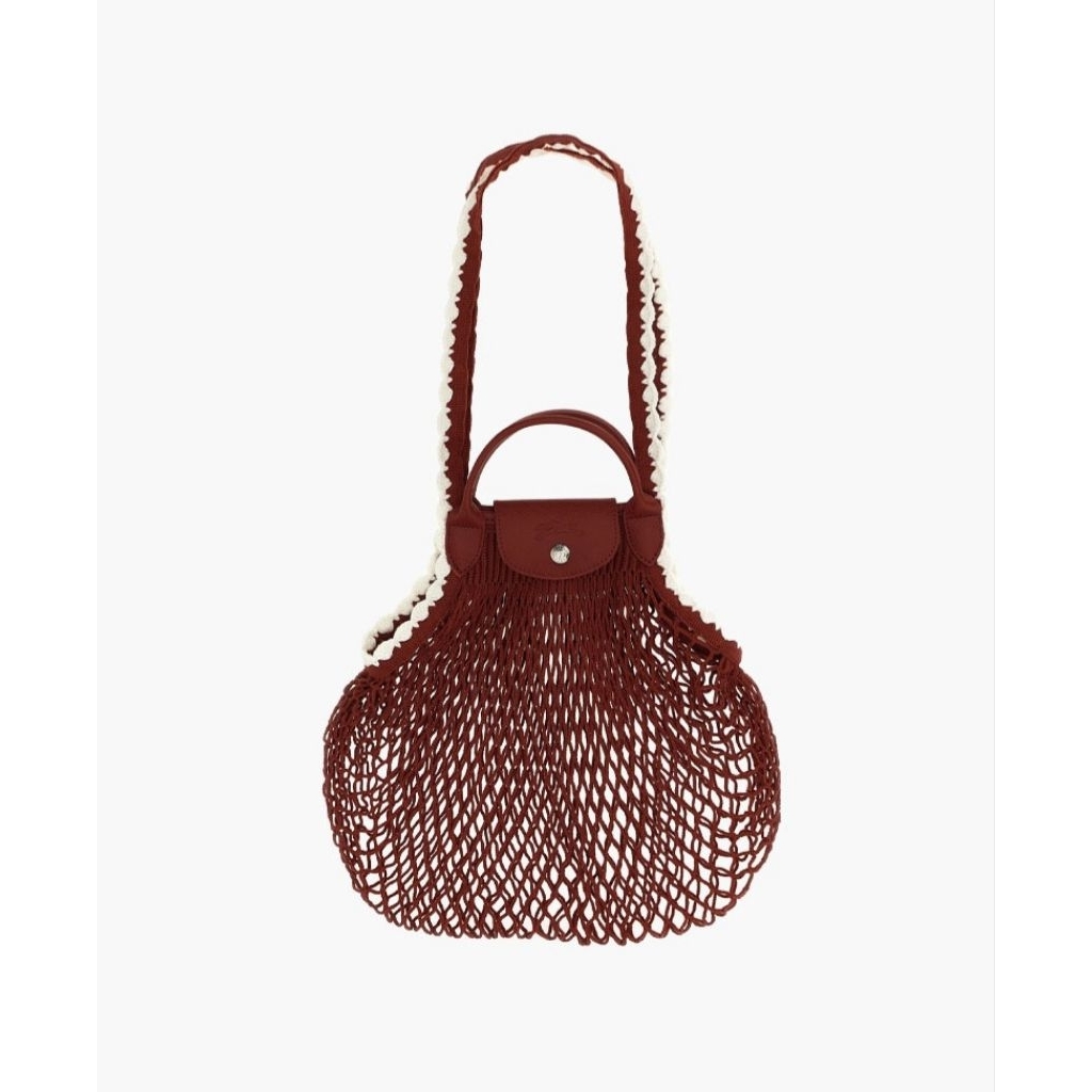 Lc Large Filet Le Pliage Collection Mesh Bag in Terracotta Canvas
