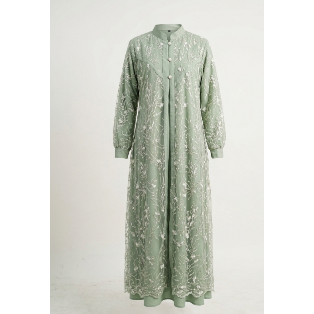 PRELOVED Dress Sage Green | Free Hijab | Desain Mewah, Elegan, dan Murah