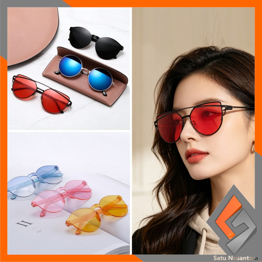 SN-C93-95 Kacamata Fashion Wanita Kekinian  / Kacamata Transparan Murah / Kaca mata Bulat Boboho