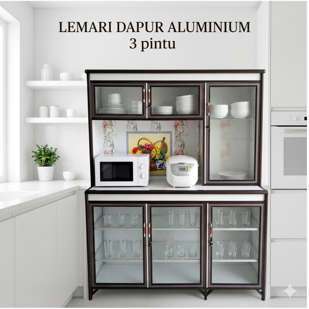 Lemari Dapur Aluminium 3 pintu Rak Piring Aluminium Lemari Alumunium Piring 3 pintu Rak Dapur Lemari