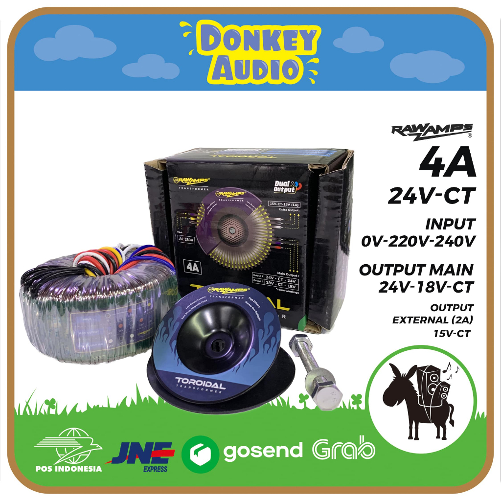 Trafo Travo Toroid Donut 4A 24V CT / 24V 18V CT RAWAMPS Premium PSU Audio Grade dengan Core Rendah K