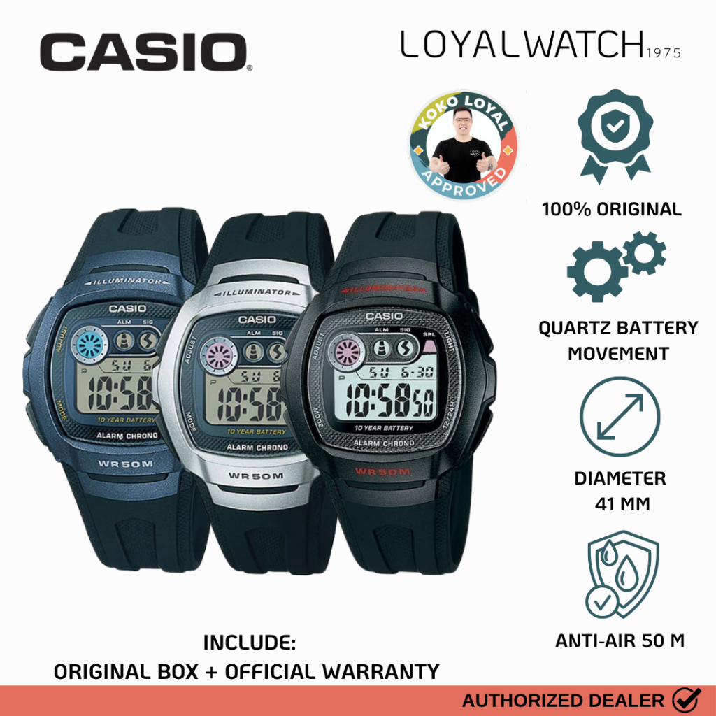 Jam Tangan Casio Youth Unisex W-210 W-210-1A W-210-1B W-210-1C Rubber Original Garansi Resmi