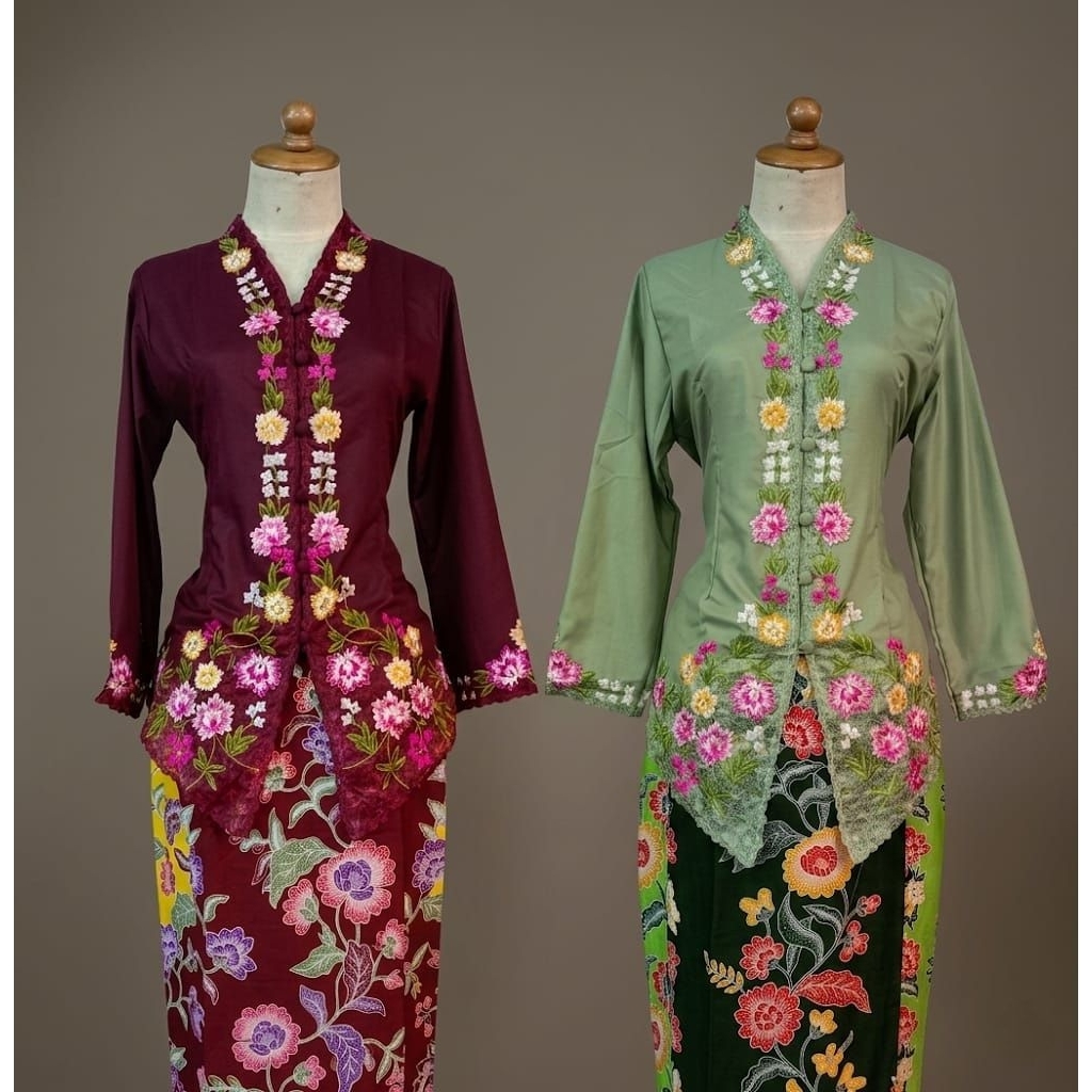 Atasan Kebaya Encim Toyobo Motif Bunga-Bunga/Kebaya Modern/Kebaya Encim Toyobo