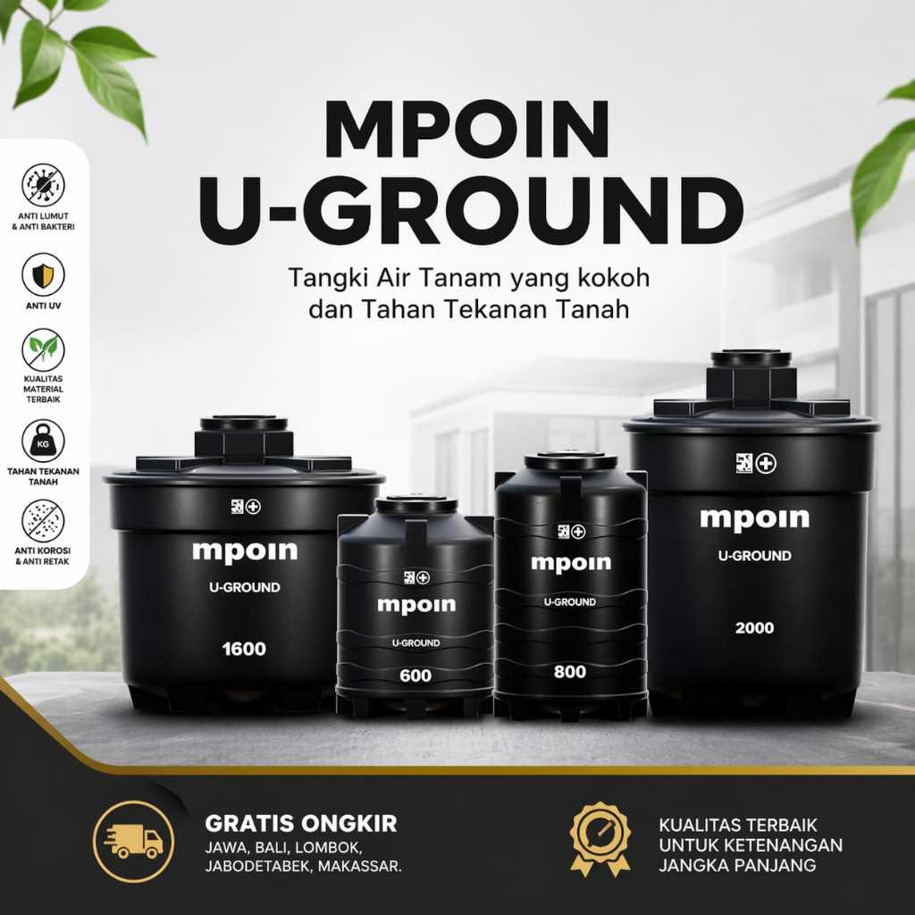 MPOIN Tandon Toren Tangki Air MPOIN UGround 400 Liter -2000 Liter  Tangki Tanam U-Ground Garansi 15t