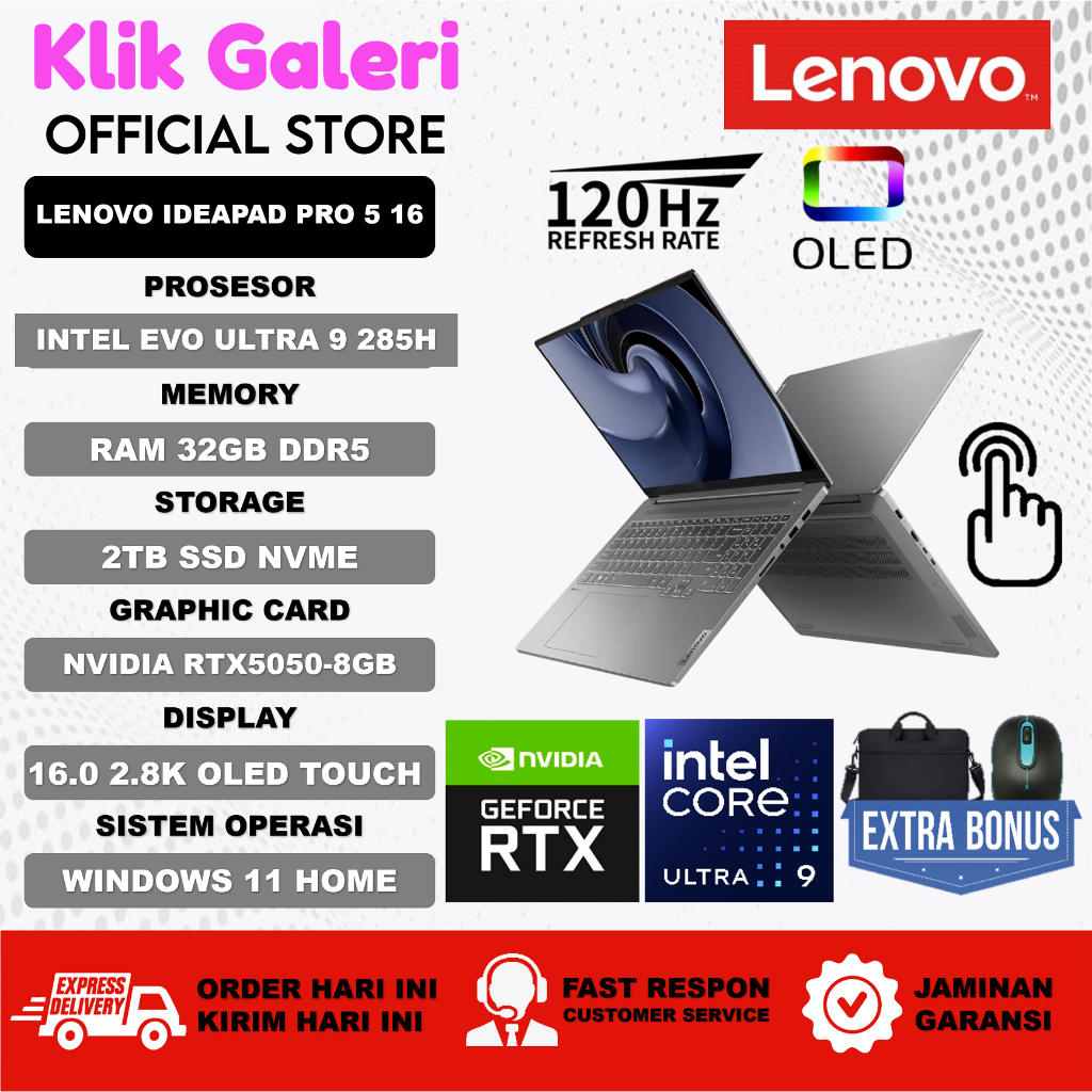 Laptop Gaming Lenovo IdeaPad Pro 5 16IMH9 Intel Evo Ultra 9 185H 32GB DDR5 2TB SSD RTX 4050 6GB 2K O