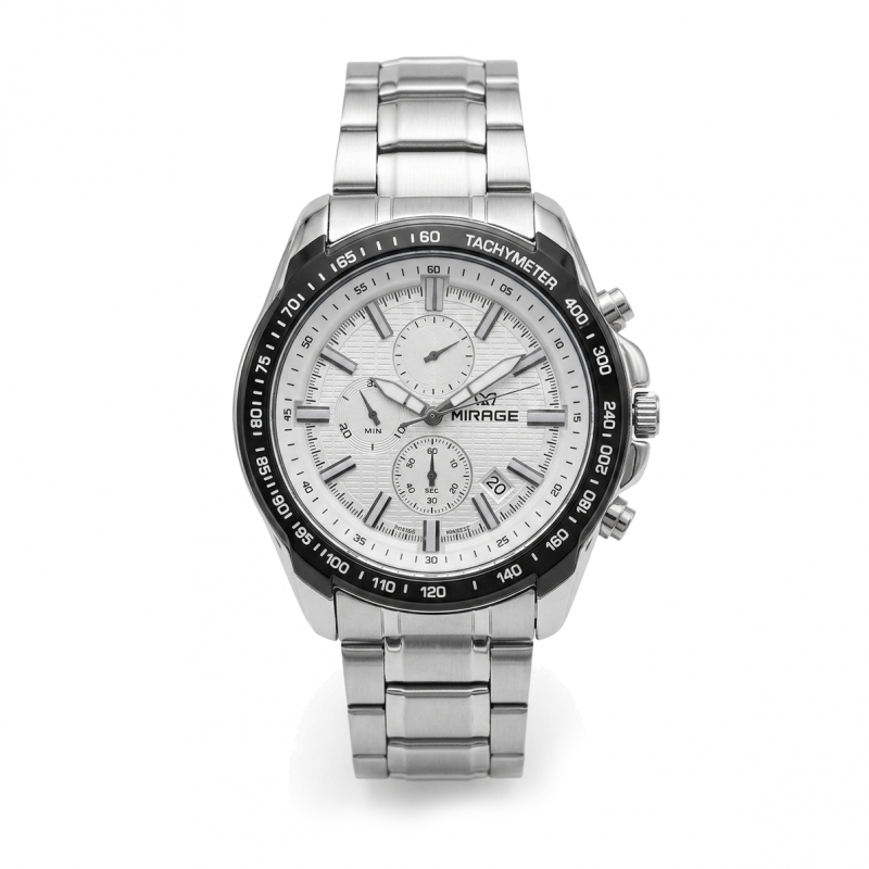 Jam Tangan Mirage 8904 Silver White Black Ring Man MDBTBSL