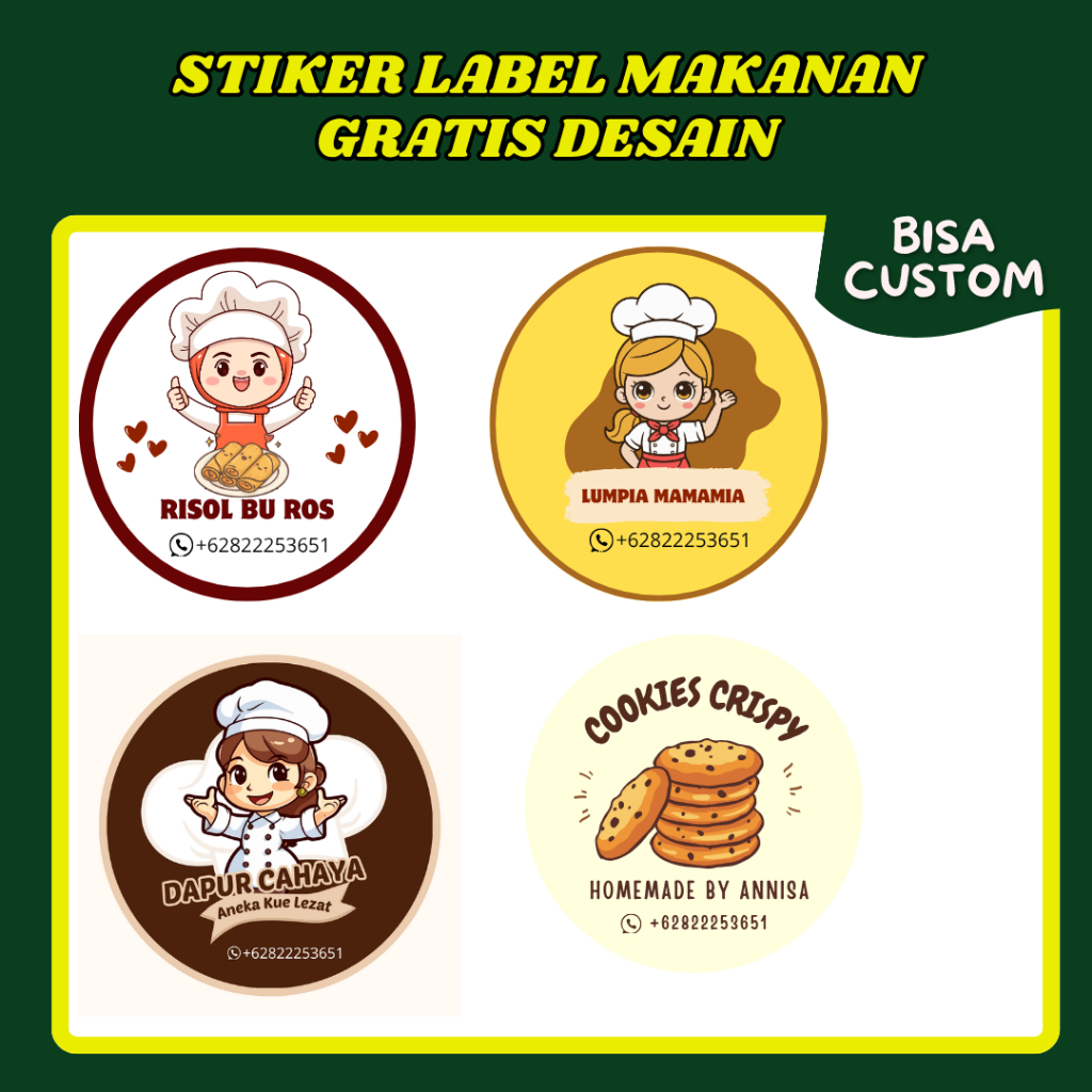 Stiker Bulat Label Makanan Minuman Custom/Stiker Logo Custom Makanan