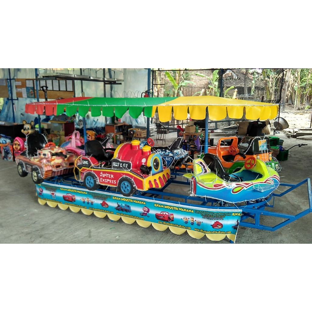 Kereta Panggung Wahana Odong Odong Anak Mobil Fiber – Musik, Lampu, Siap Usaha