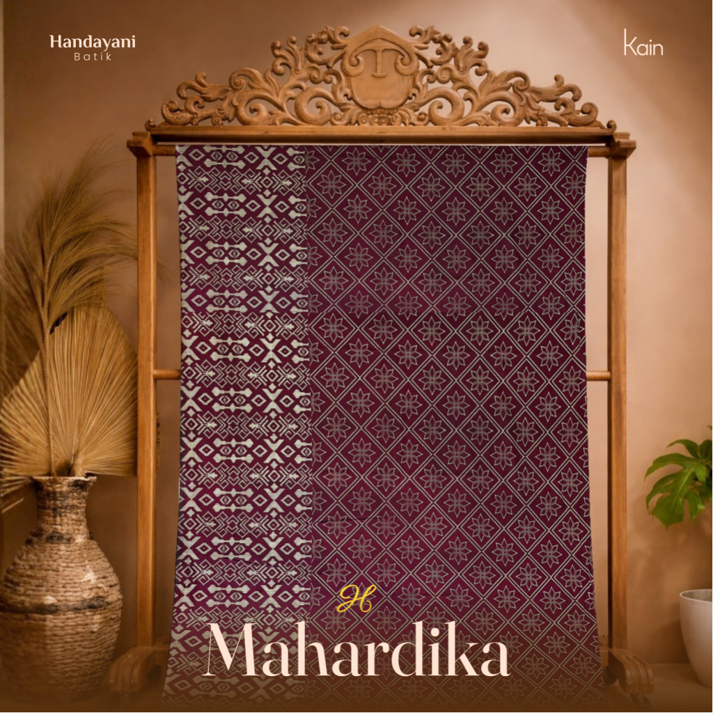 Kain Batik Motif Tenun Warna Merah Maroon Bahan Katun | MOTIF MAHARDIKA | HNDYN BATIK