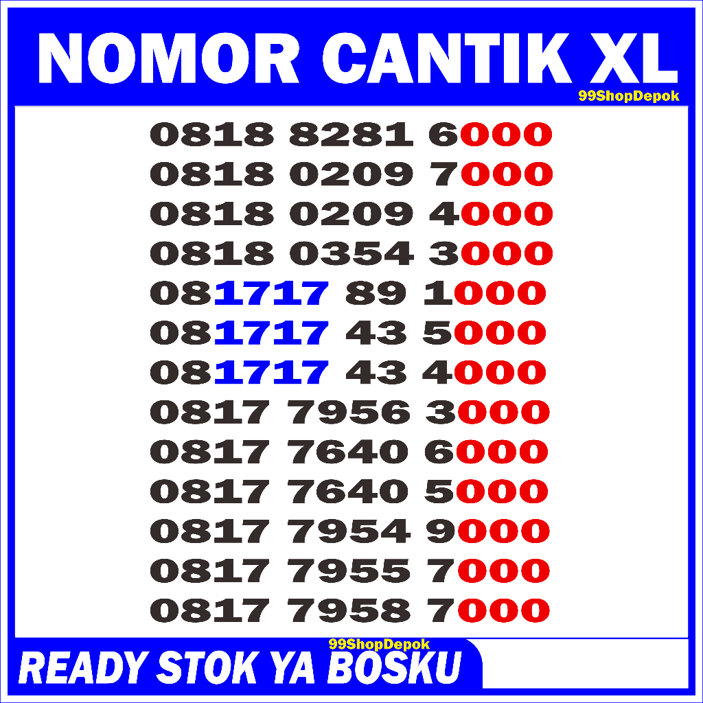 Nomor Cantik XL TRIPLE 000 XL 1000 3000 Kartu Perdana Nomer Cantik XL 4g 5g 6000 7000 8000 9000 5000