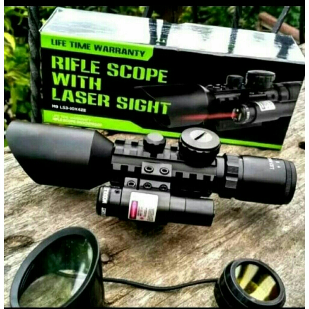 Teleskop Teleskop Rifle Scope+Laser SCOPE ACCURATE M9 LS 3-10X42
