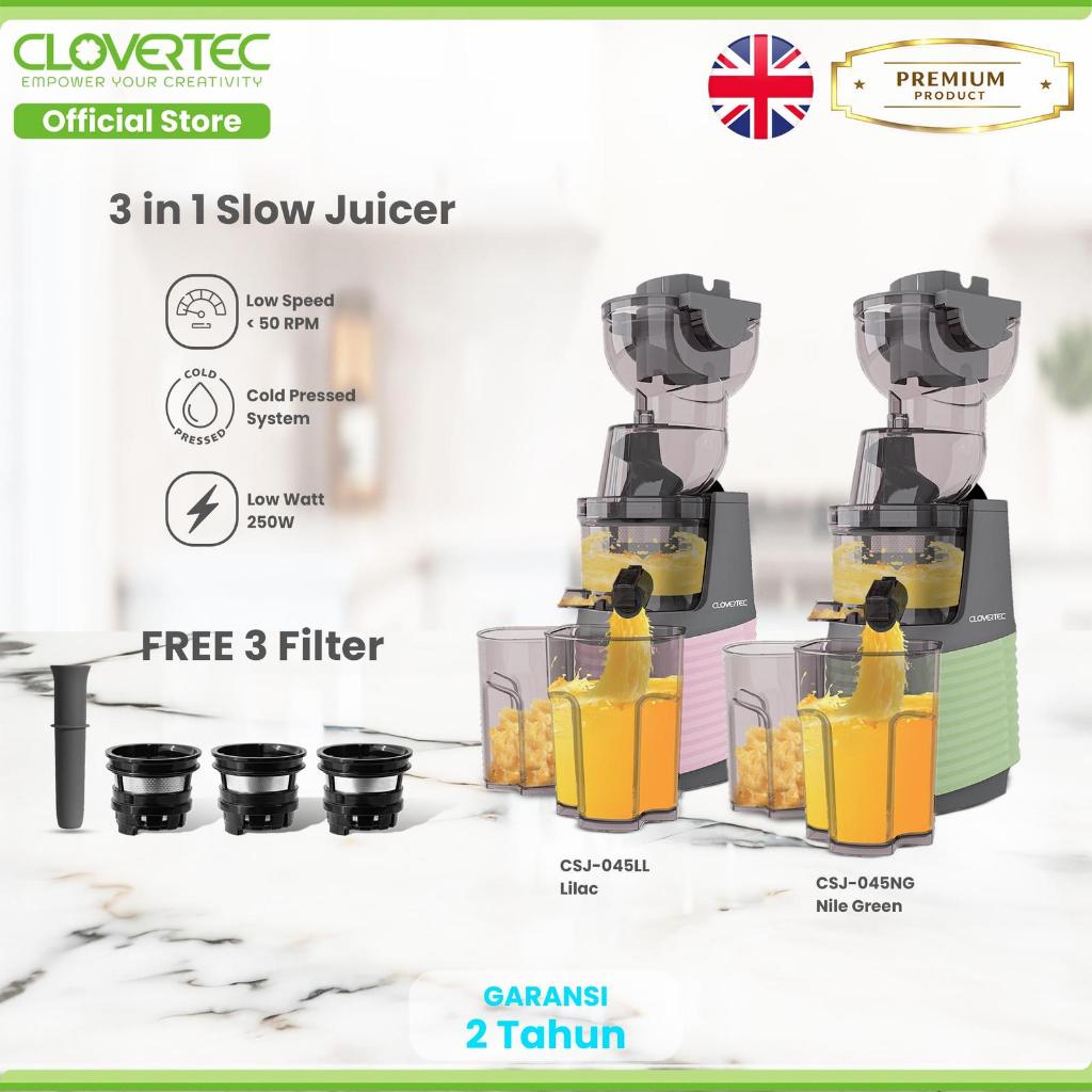 CLOVERTEC Slow Juicer Buah Tanpa Ampas Cold Pressed