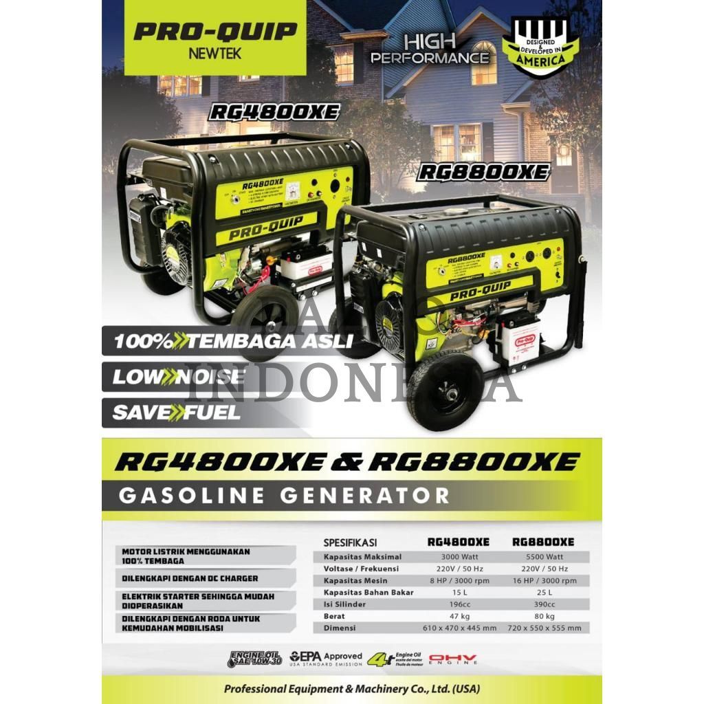 Proquip Genset Generator Bensin 5500 5000 W Watt Elektrik Starter RG 8800 XE RG8800XE ORIGINAL TERBA