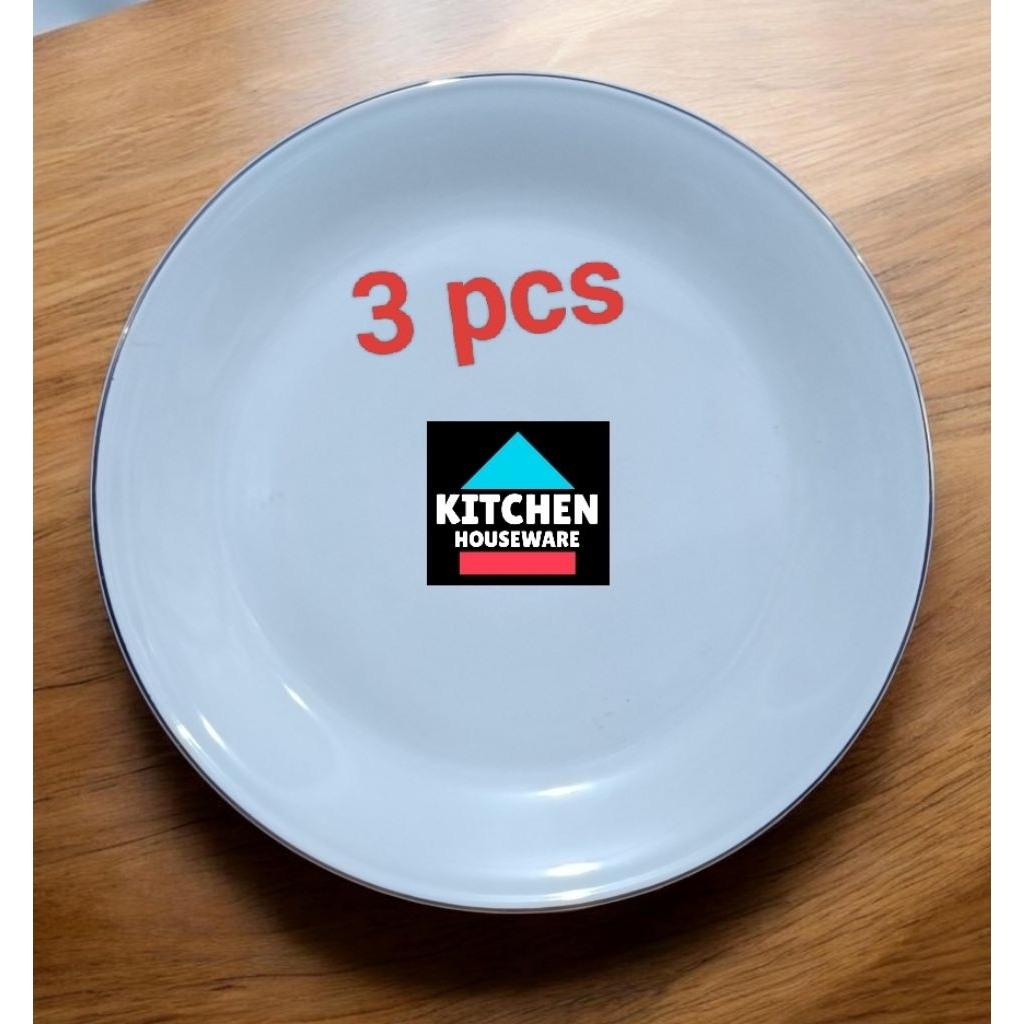 Piring Makan 10 inch Ceper 3pcs Keramik Putih Sunbird