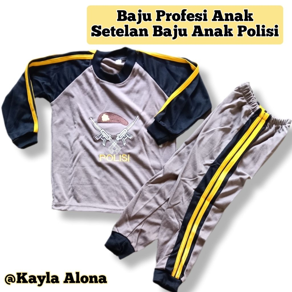 Baju Profesi Anak Setelan Baju Polisi Anak | Setelan Kaos Panjang Polisi Anak | Setelan Kaos Trainin