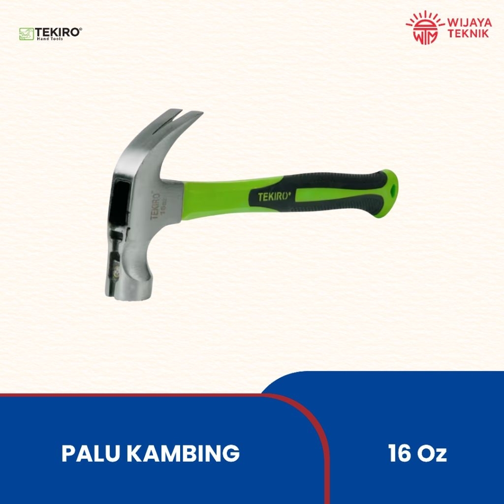 Tekiro Palu Kambing 16 Oz Claw Hammer Gagang Palu Besi Martil