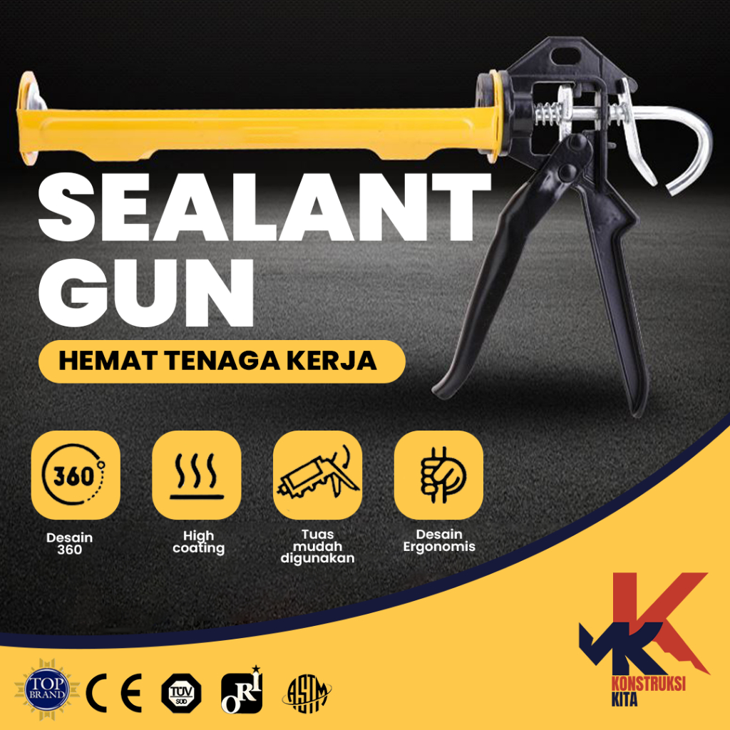 Sealant Gun Besi Baja Alat Tembak Silicone Caulking Gun 300ml Kuat Anti Selip - KonstruksiKita