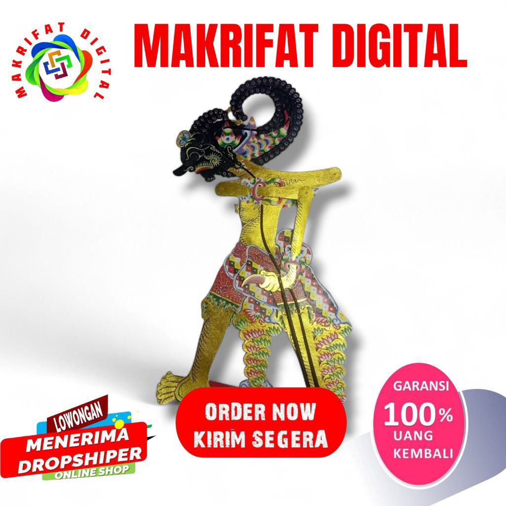 ZACK MART Wayang Kulit Bima/Werkudara/Werkudoro -+ 60cm Bahan Wayang Kulit Sapi Asli