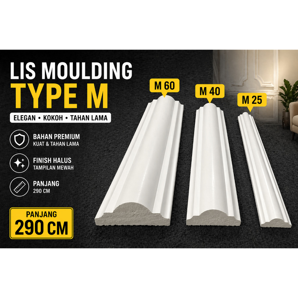 Lis Moulding  Putih –| List Dinding Dekoratif PVC-Lis Model Samping