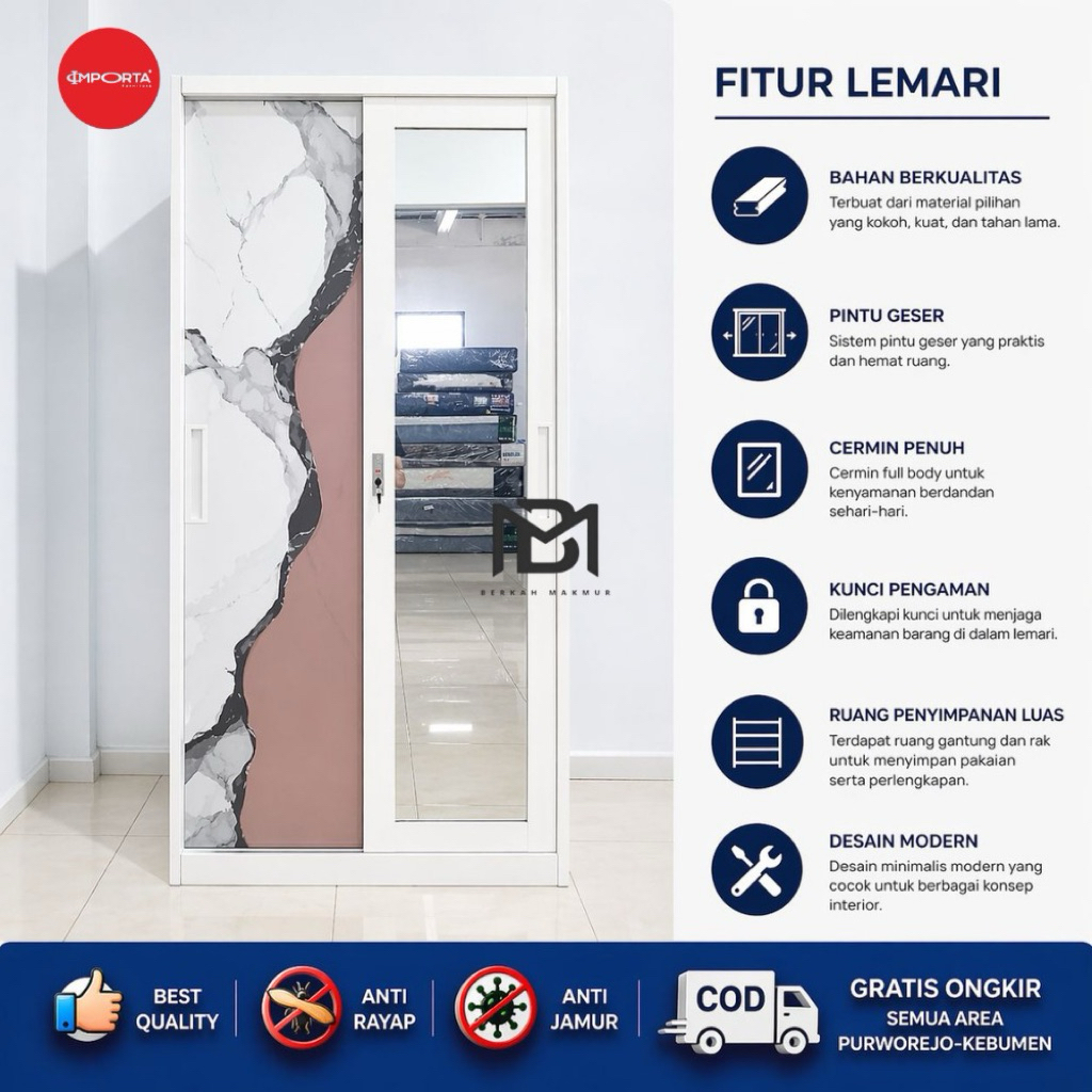 LEMARI BESI 2 PINTU IMPORTA