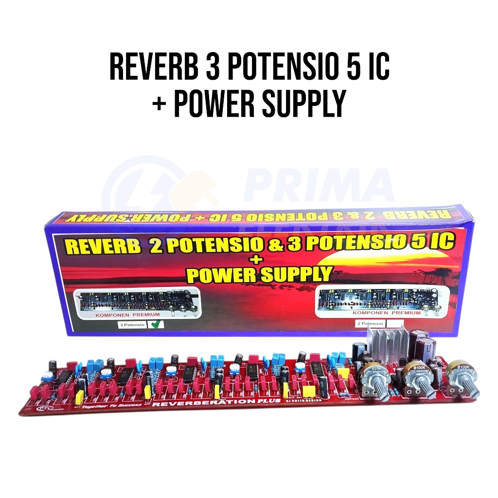 Kit Reverb 3 Potensio 5 IC PT2399 Plus Power Supply - Efek Vokal Mantap