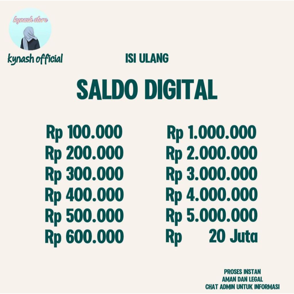 Isi Ulang Top Saldo Digital Mulai Dari 100K - 20 JUTA