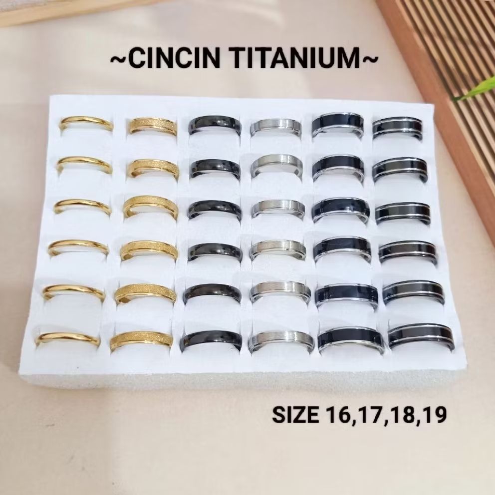 36 pcs (Satu box)  CINCIN TITANIUM MIX MODEL | CINCIN TITANIUN ANTI KARAT | CINCIN TITANIUM GROSIR| 
