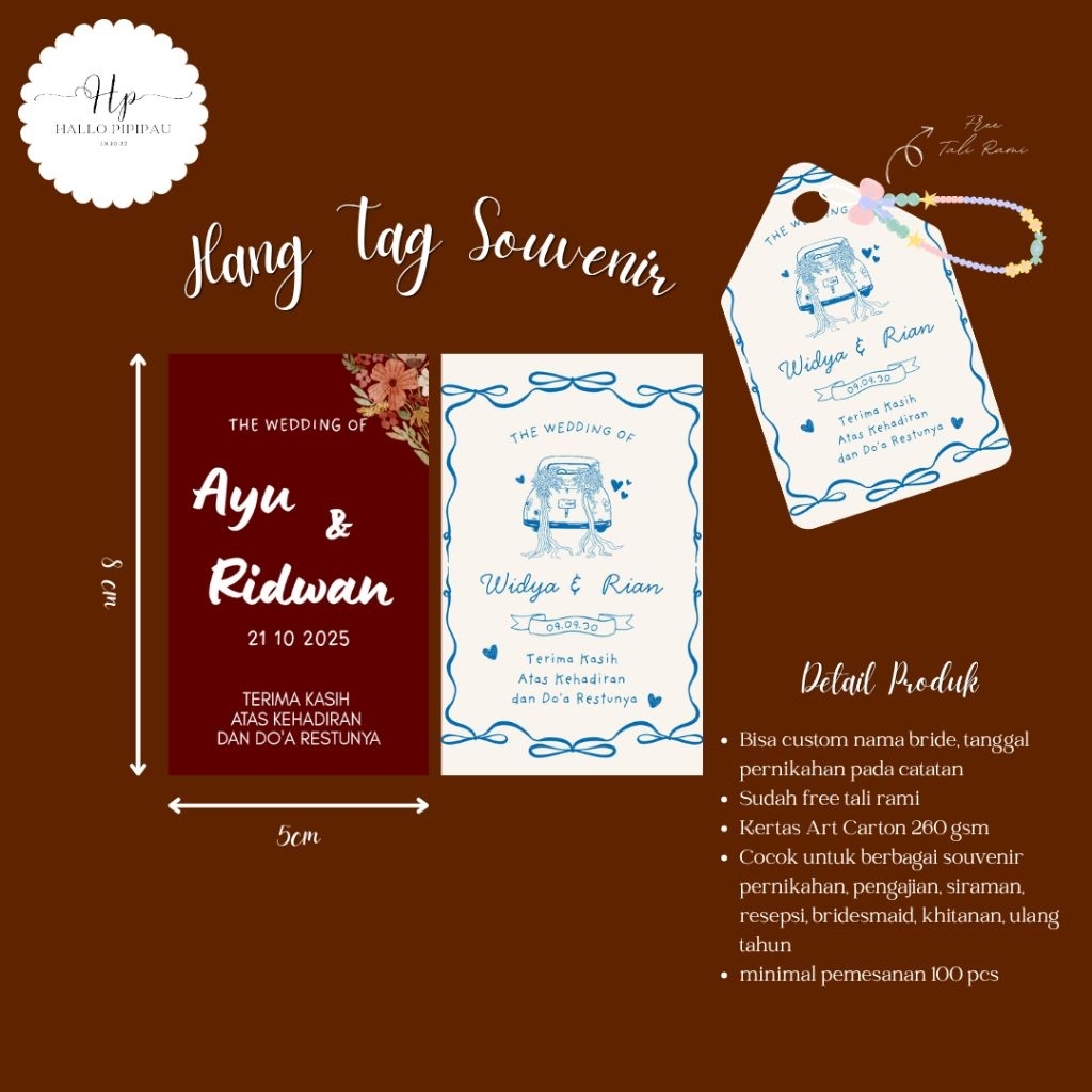 Hang Tag Souvenir Pernikahan | Kartu Ucapan | Hang Tag Souvenir