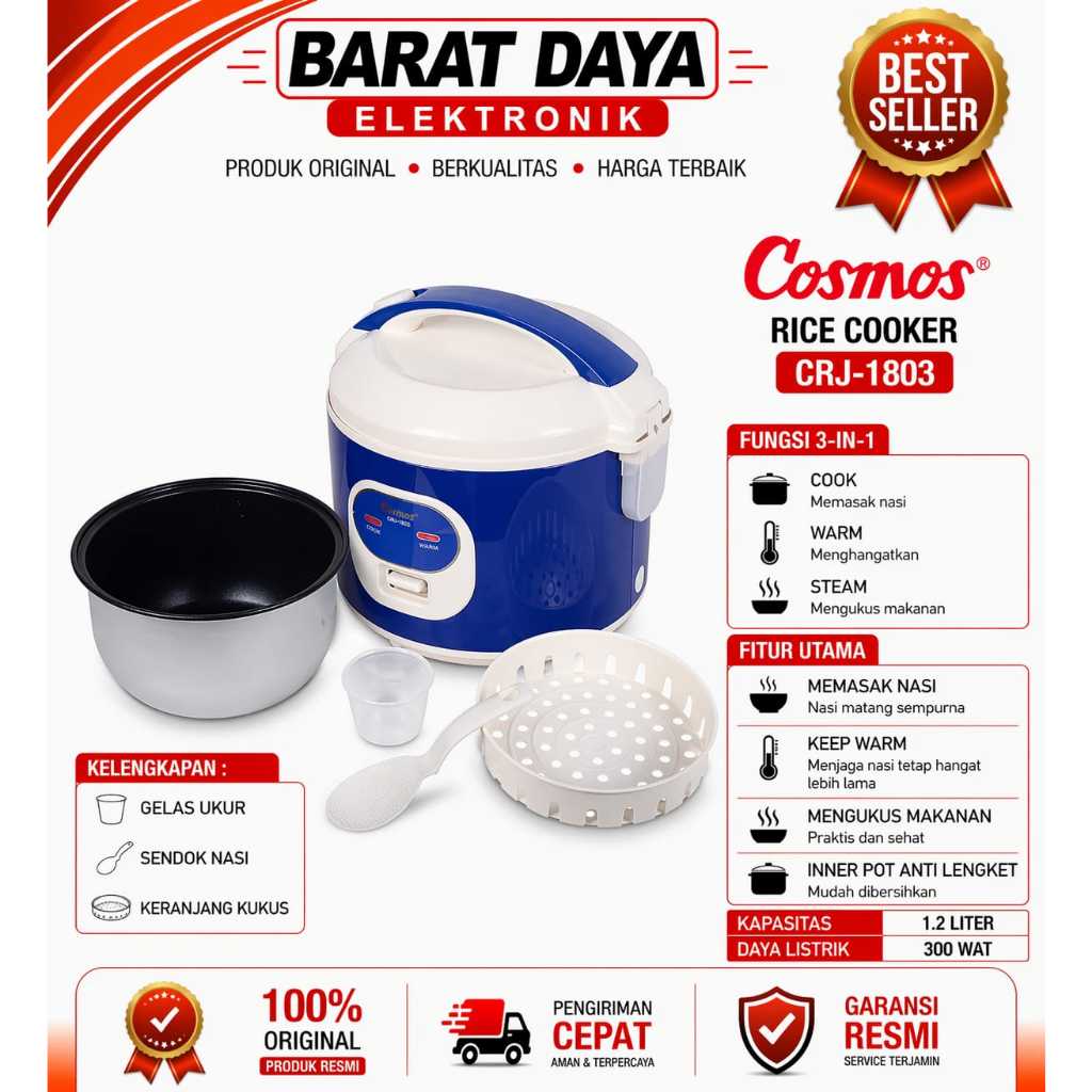 Magic Com Cosmos CRJ 1803 Kapasitas 1.2 Liter Magic Com Kecil